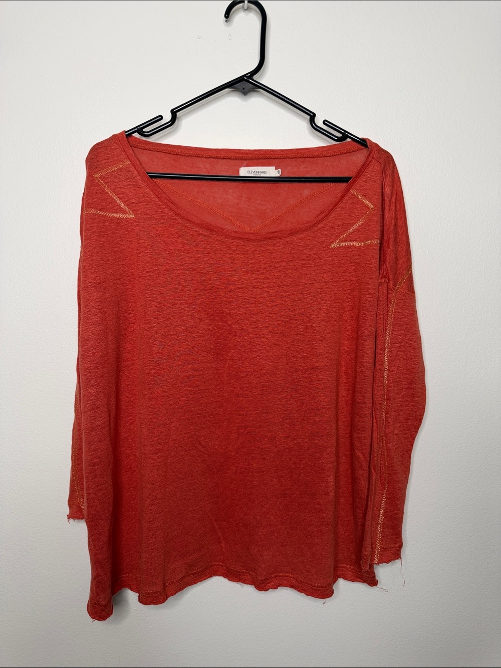 Eleven Paris Relaxed Scoop Neck Long-Sleeve Top - Red